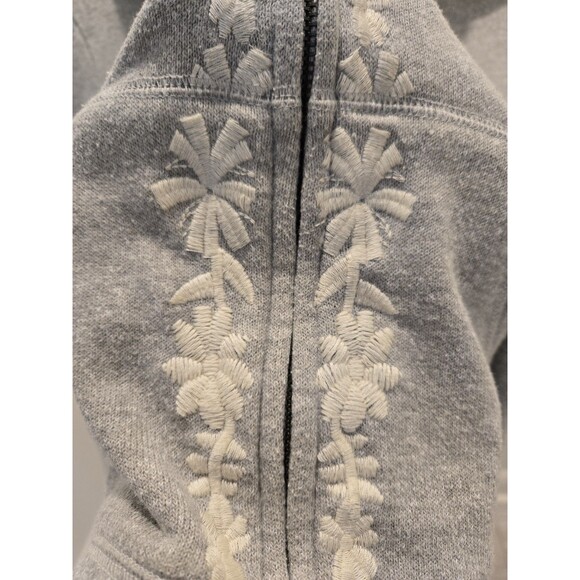 Newbury Kustom Gray Floral Embroidered Zip Up Hoodie Sweatshirt Cottagecore Boho - Picture 3 of 12